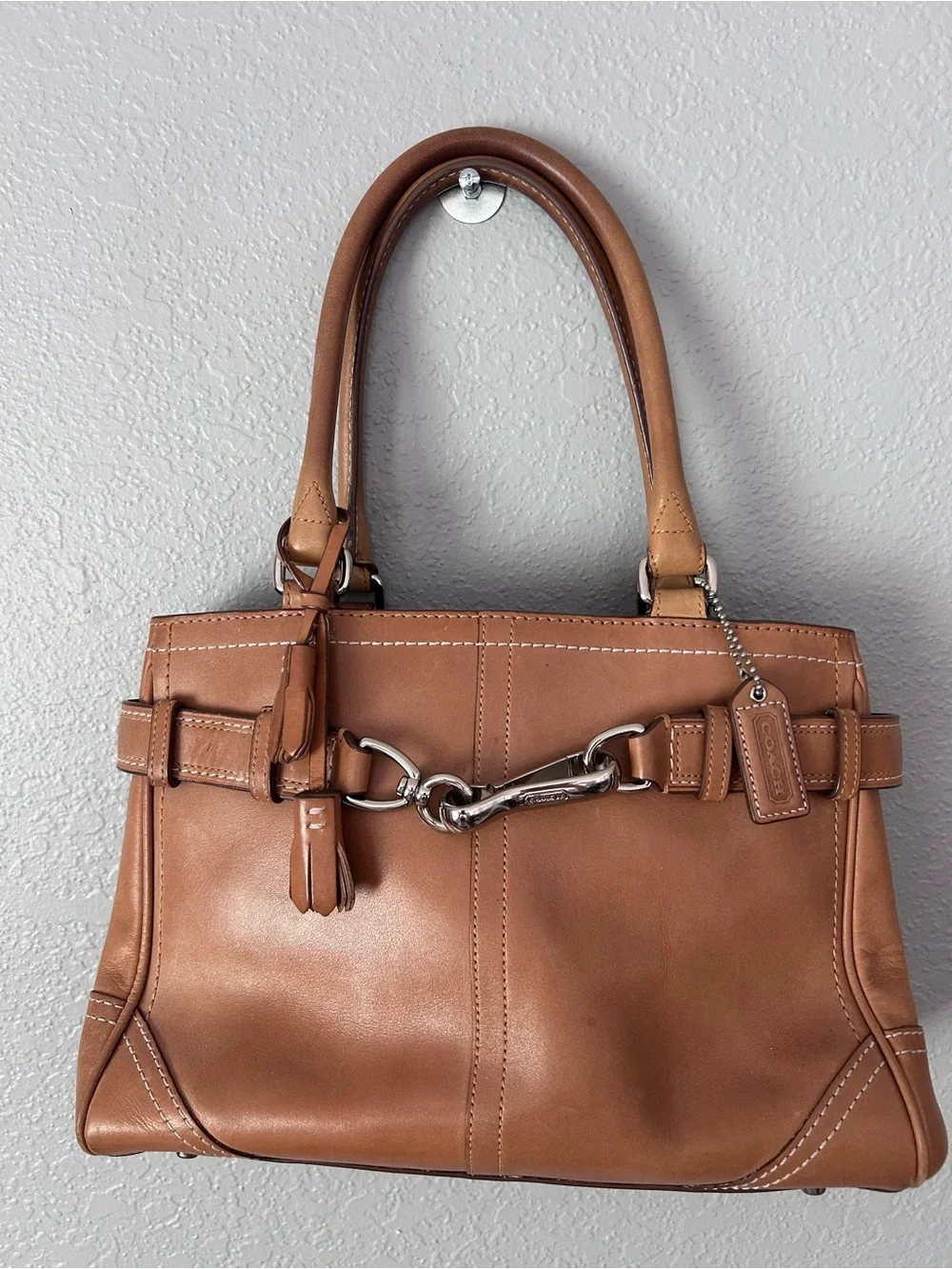 Coach Factory Small Tan Hampton Leather Satchel F08A70